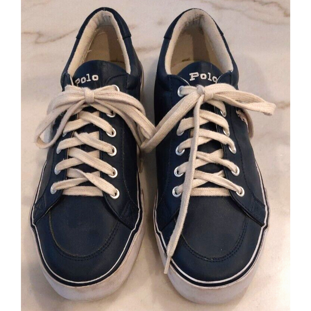 Polo Ralph Lauren HRT Ct I Sneakers Blue White Men Leather Sz 11.5 D Retail $110 - Picture 2 of 11